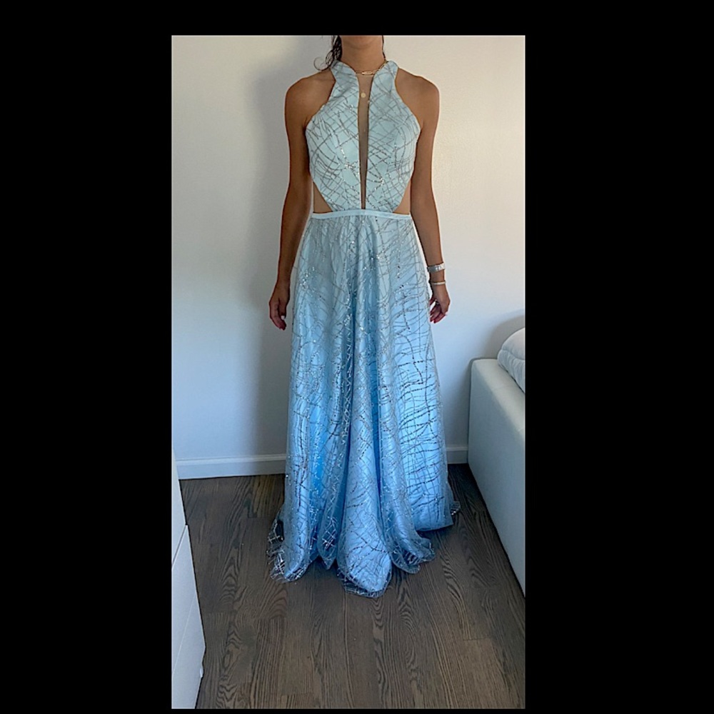 Blue Cutout Gown Dress